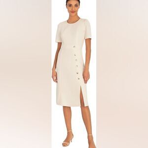 Maggy London Women's Jewel Neck Button Detail Dress